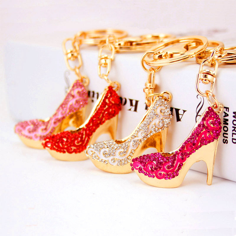 Wholesale High Heels with Diamond Inlaid Zinc Alloy Keychains